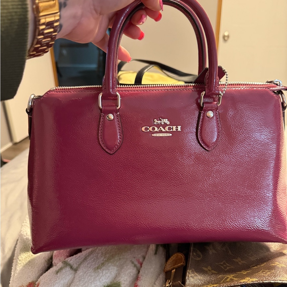 Coach Women's Magenta Leather Satchel